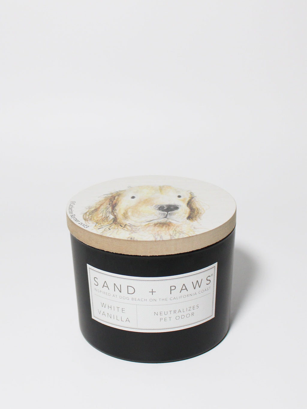 Aromatic Sand + Paws White Vanilla 12 oz scented candle