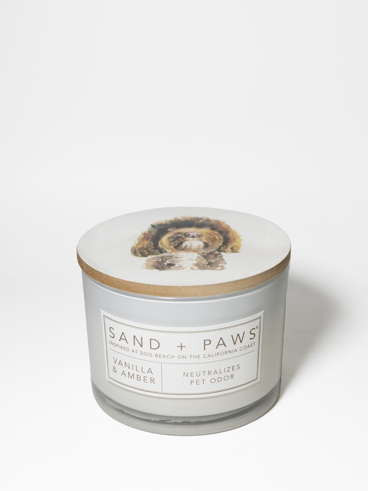 Aromatic Sand + Paws Vanilla & Amber 12 oz scented candle